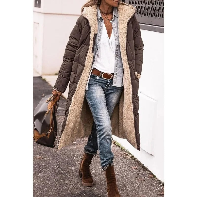 Zoe™ - Comfortable Warm Fleece Long Hooded Puffer Jacket