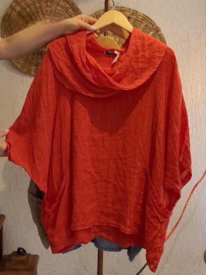 Tanith - Relaxed Fit 3/4 Sleeve Draped Neck Blouse