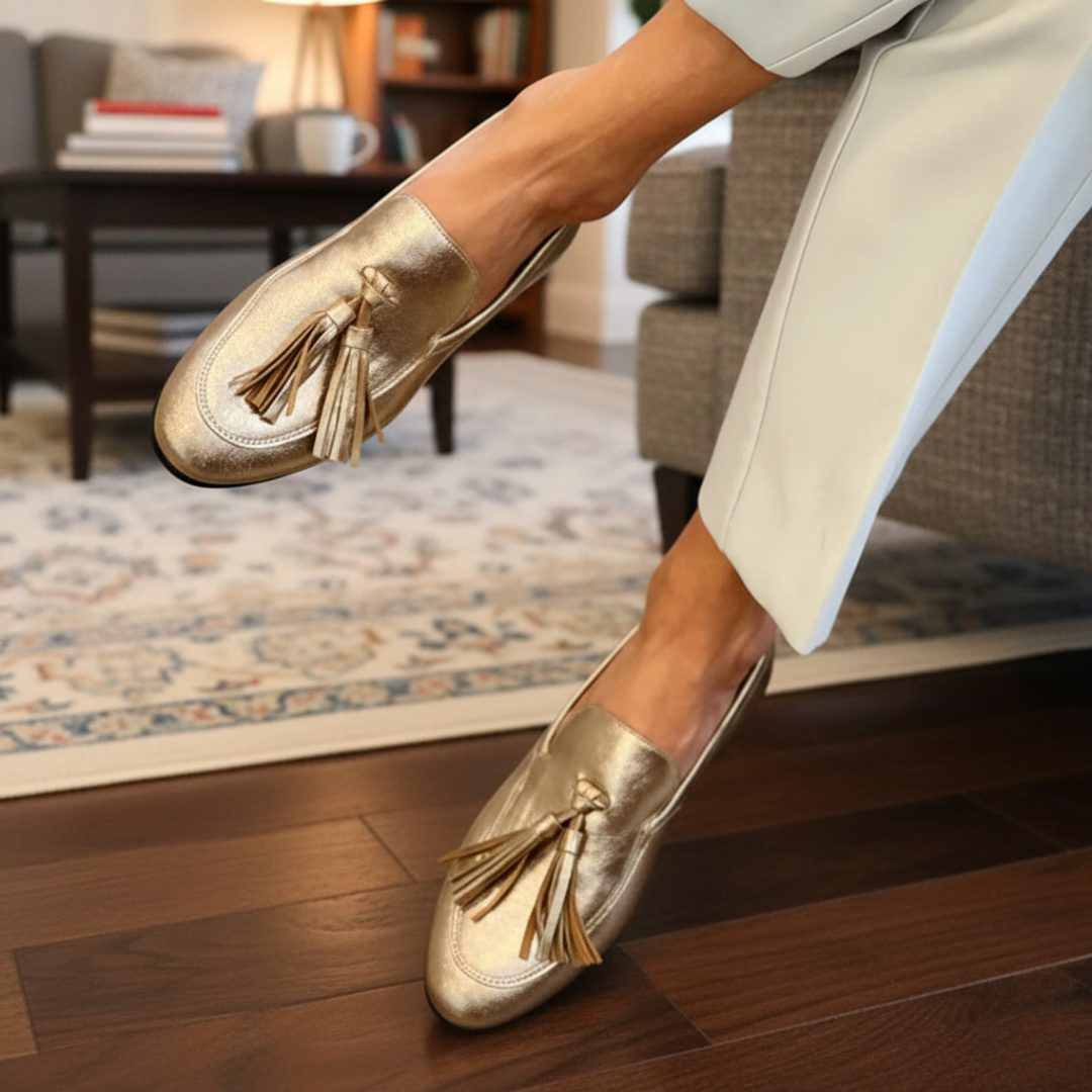 GOLD MOCASSIN WITH TASSELS