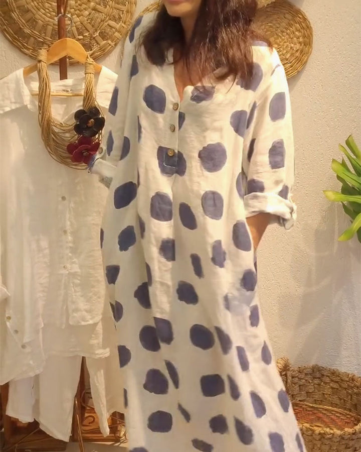 Alyssa™ - Polka Dot Long Sleeve Dress