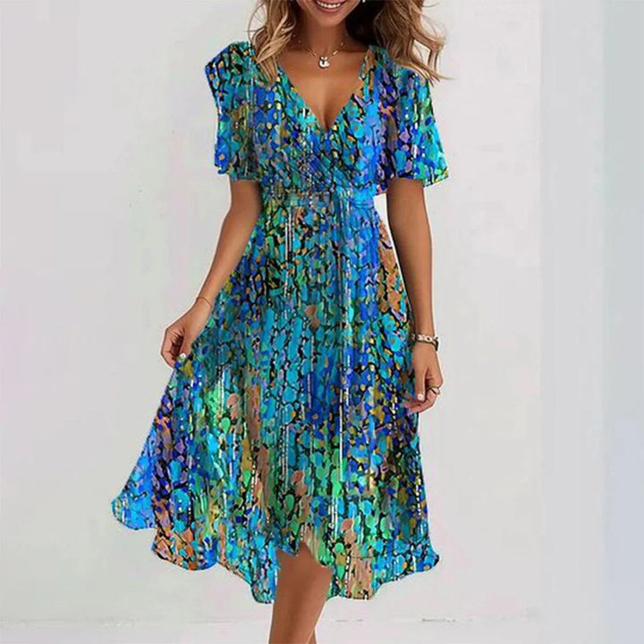 Arianna - Lightweight Short Sleeve Dress with Elegant Print