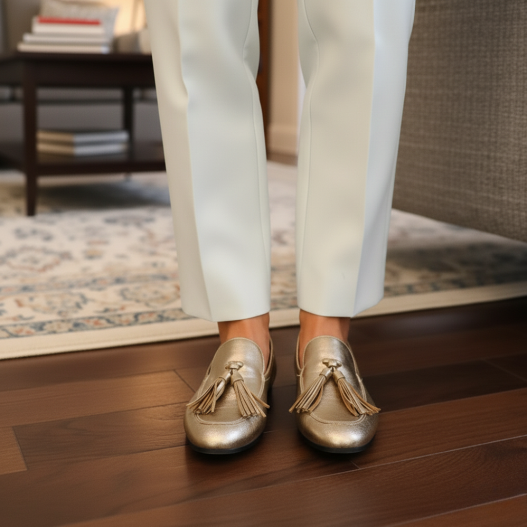 GOLD MOCASSIN WITH TASSELS