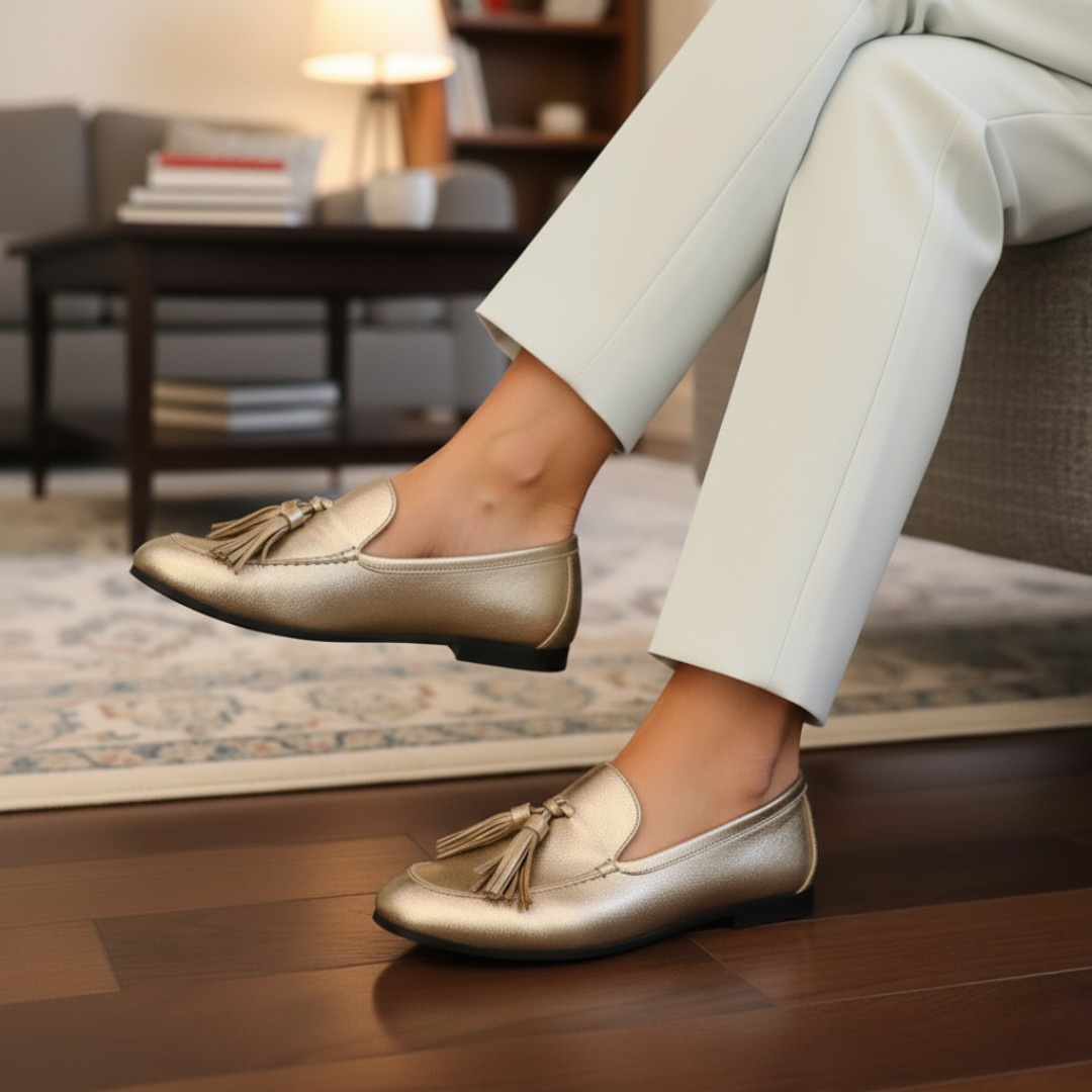 GOLD MOCASSIN WITH TASSELS