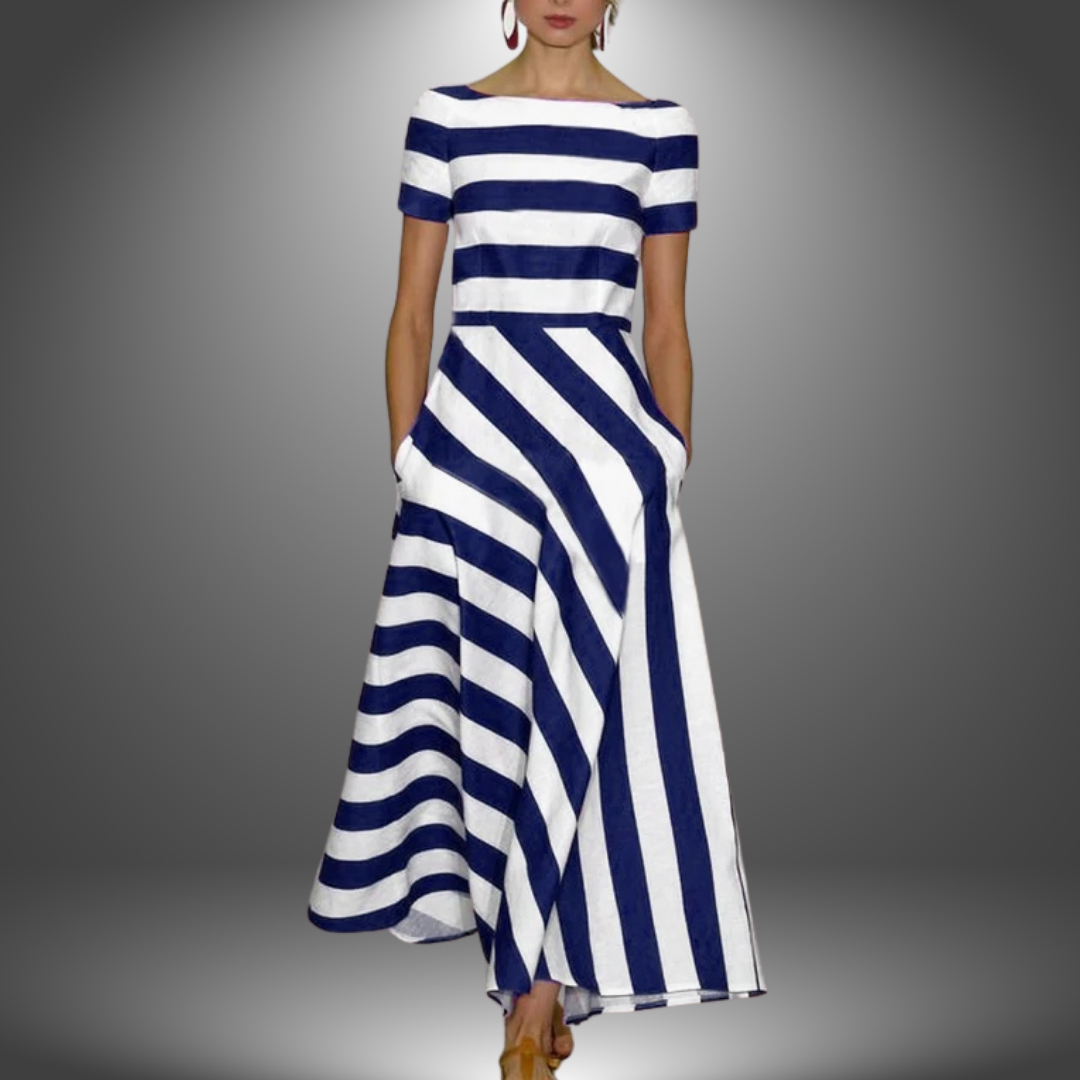 Alma | Striped A-Line Maxi Gown