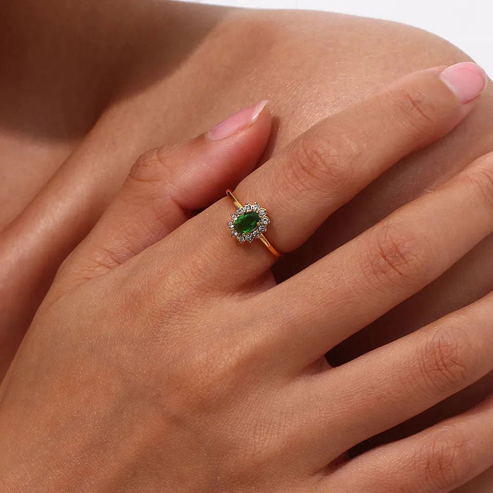 Amaryelle | Green Zirconia Ring 18K Gold