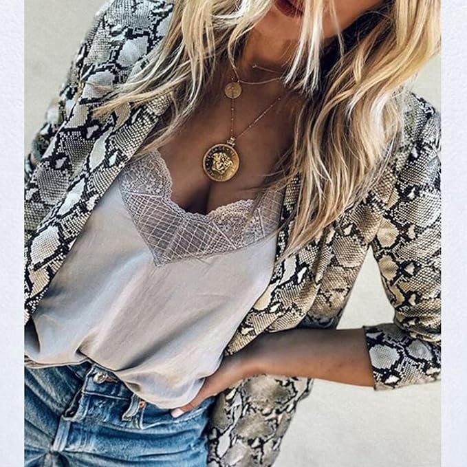 Luna™ - Elegant Snake Print Open Front Blazer