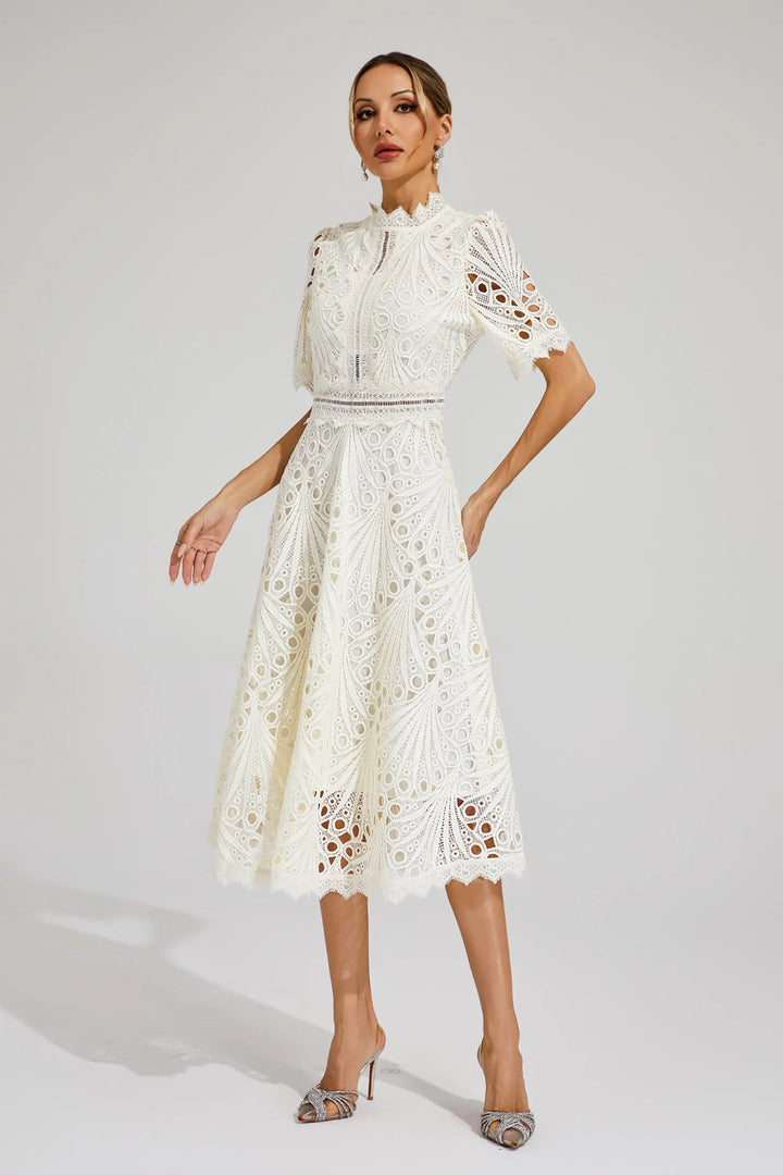 Leigh - Elegant Lace Midi Dress