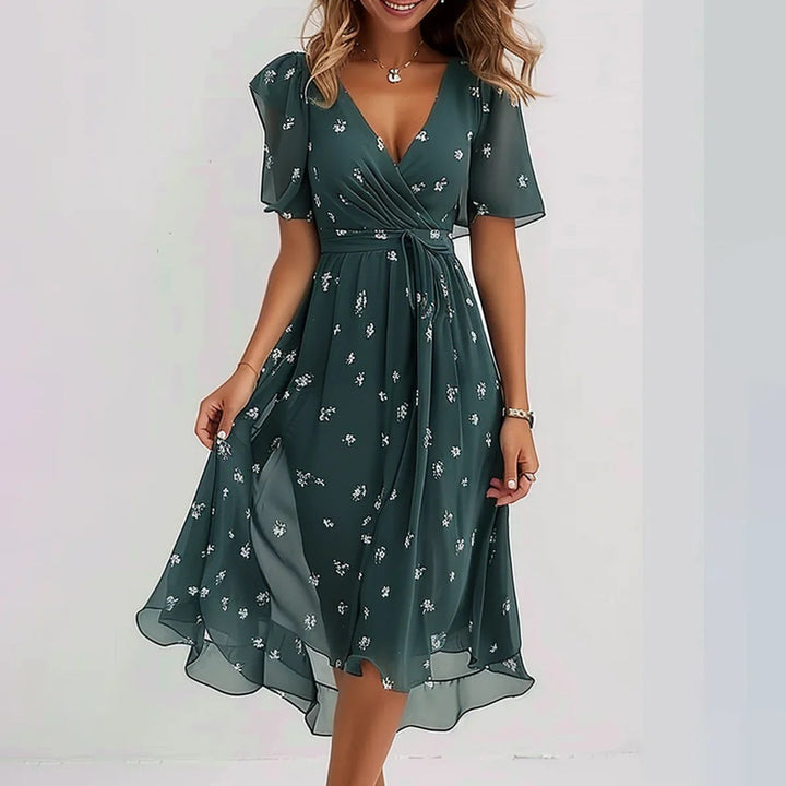 Arianna - Lightweight Short Sleeve Dress with Elegant Print