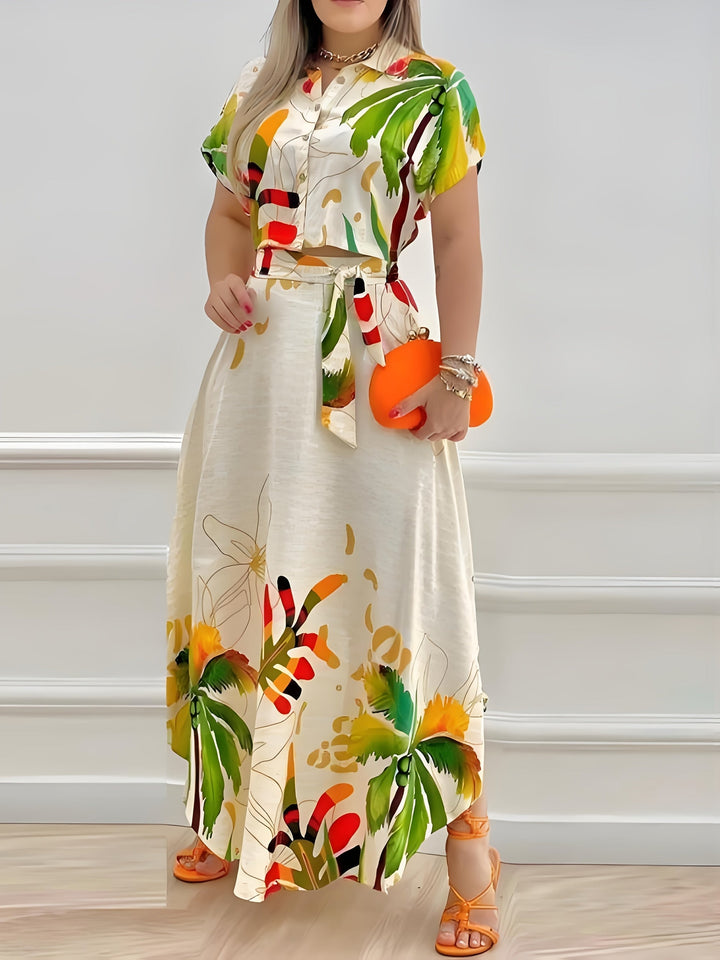 Aubrey™ - Stylish Tropical Print Dress Set