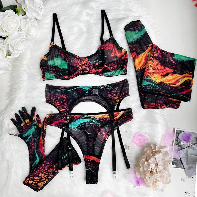 Harper™ - 5 Piece Tie Dye Lingerie Set