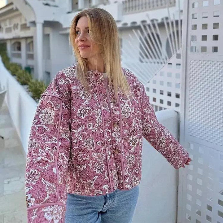 Avery™ - Elegant Floral Print Quilted Jacket