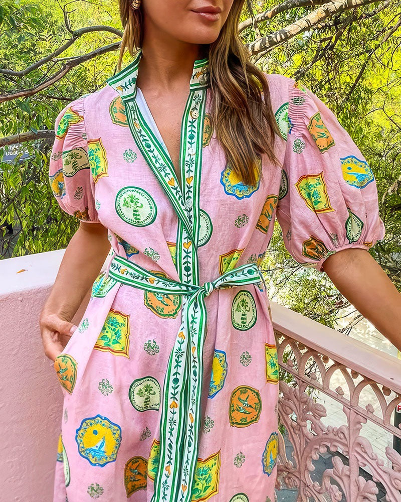 Orla - Balloon Sleeves Midi Dress