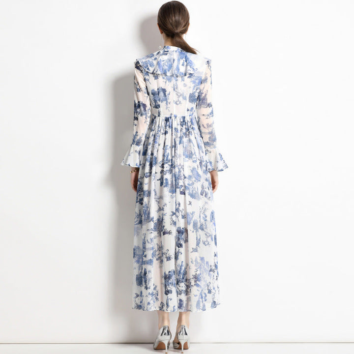 Gabby | Elegant Ink Print Dress