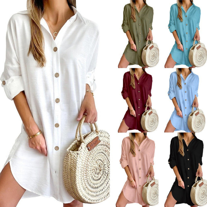 Cassy™ - Classic Button-Up Shirt Dress