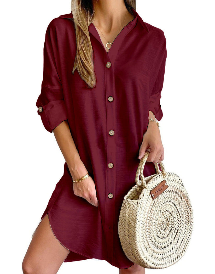 Cassy™ - Classic Button-Up Shirt Dress