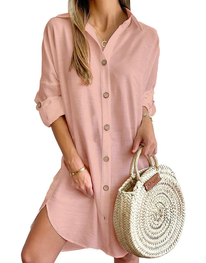 Cassy™ - Classic Button-Up Shirt Dress