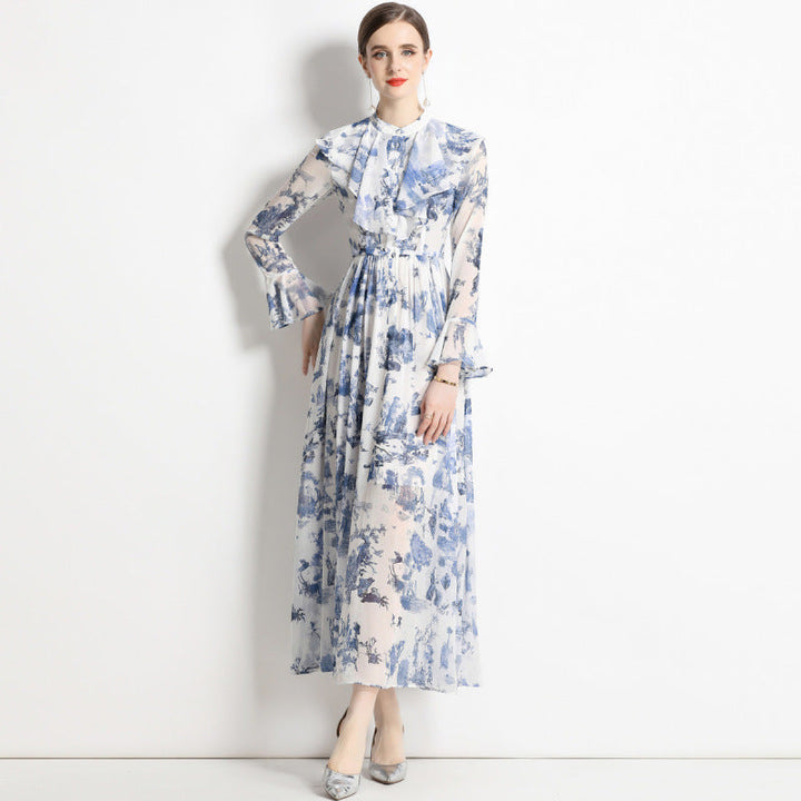Gabby | Elegant Ink Print Dress