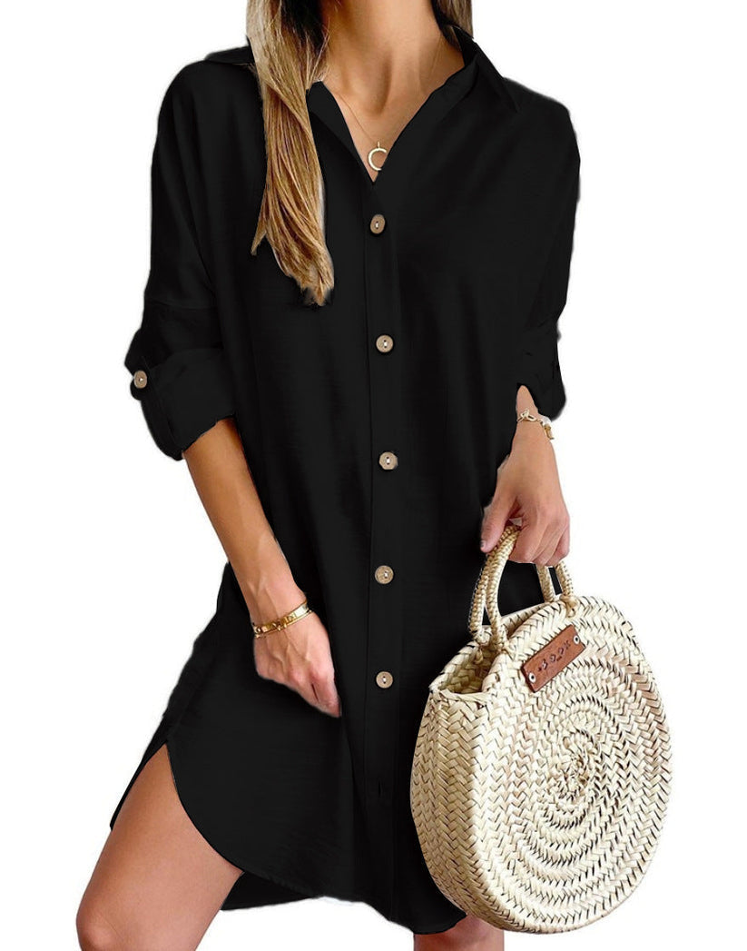 Cassy™ - Classic Button-Up Shirt Dress