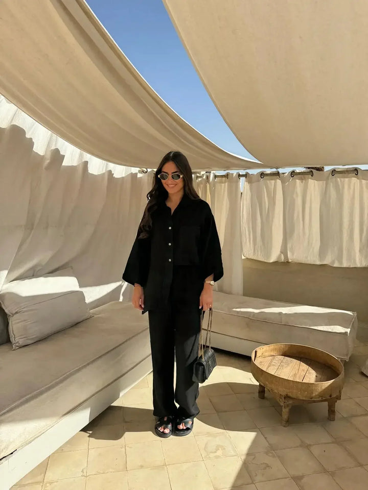 Grace™ - Vintage Casual Loose Pants with Shirt Set