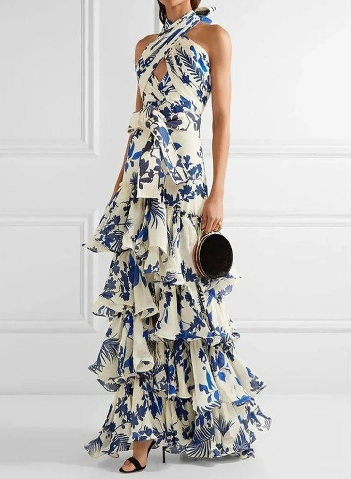 Daniela™ - Layered Ruffle Midi Dress with Tie Details