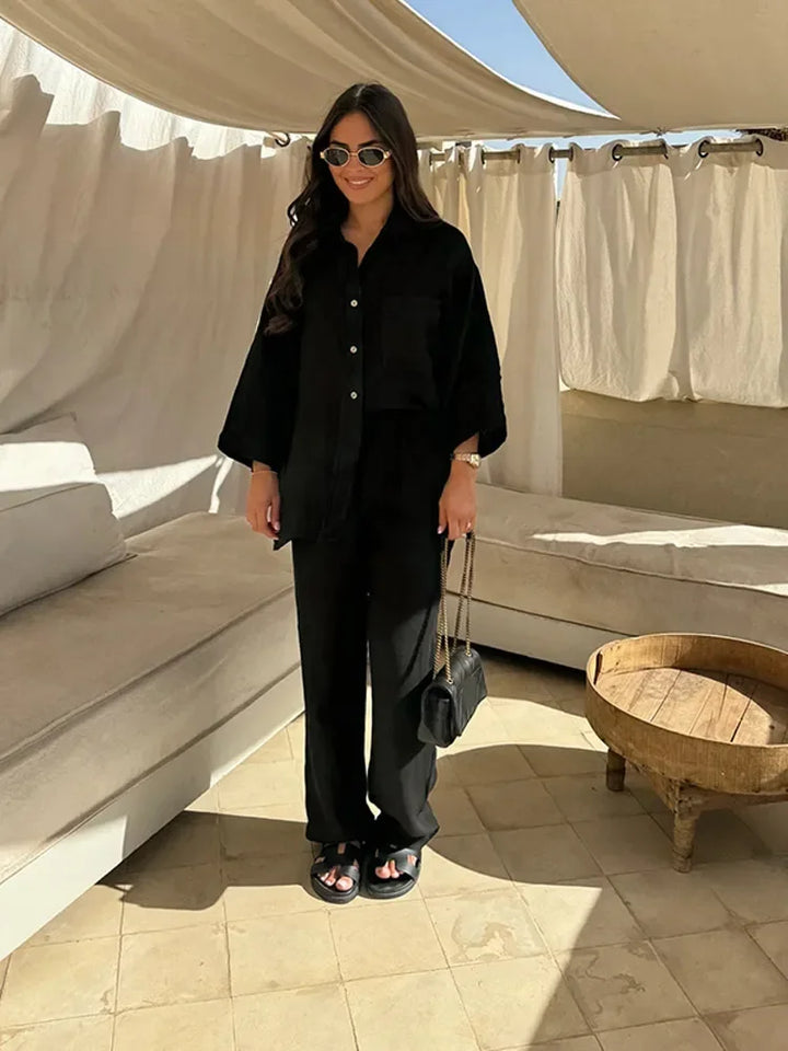 Grace™ - Vintage Casual Loose Pants with Shirt Set