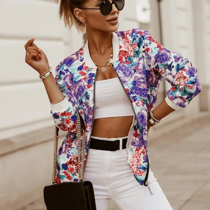 Layla™ - Stylish Flower Print Long Sleeve Jacket