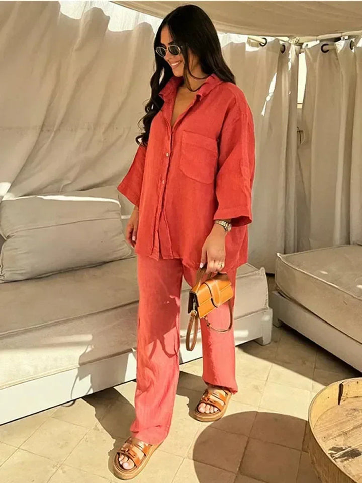 Grace™ - Vintage Casual Loose Pants with Shirt Set