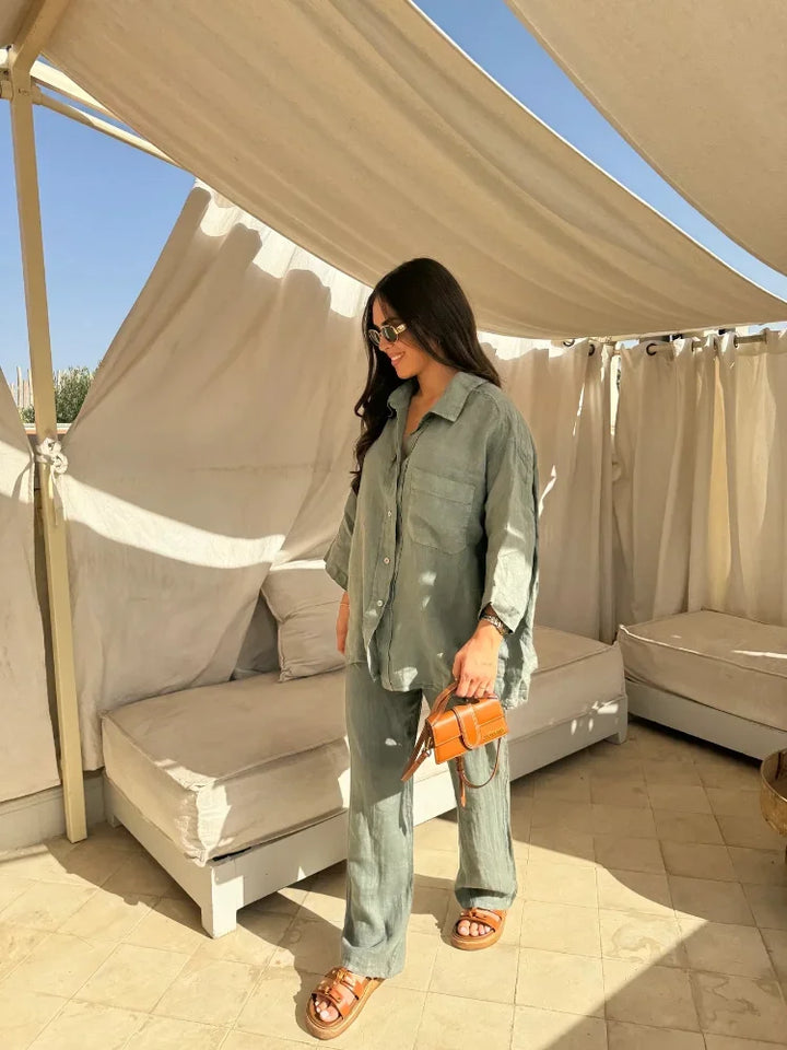 Grace™ - Vintage Casual Loose Pants with Shirt Set