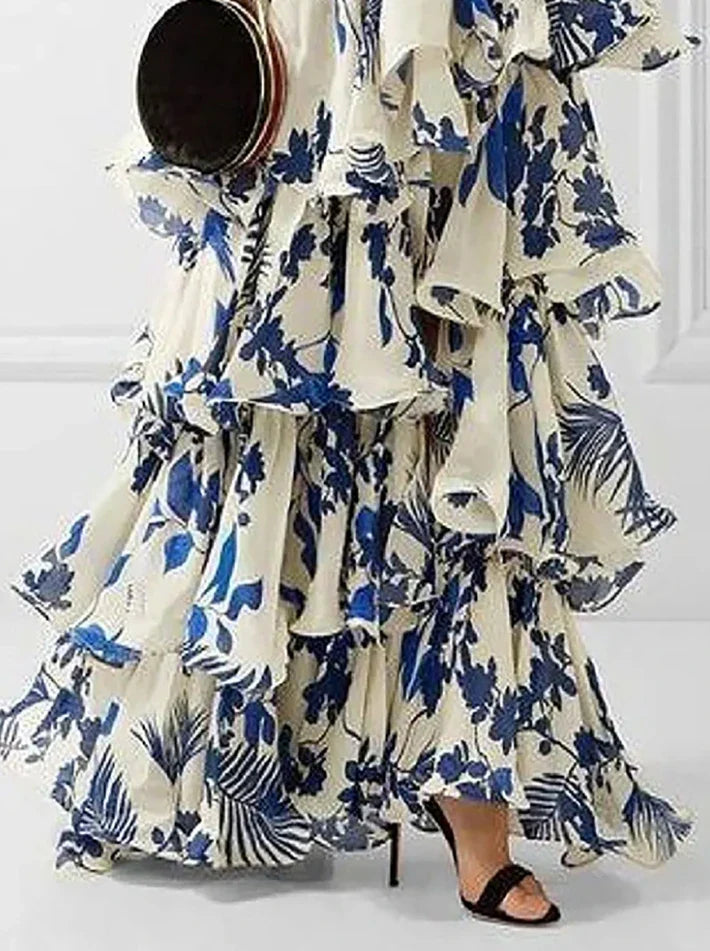 Daniela™ - Layered Ruffle Midi Dress with Tie Details