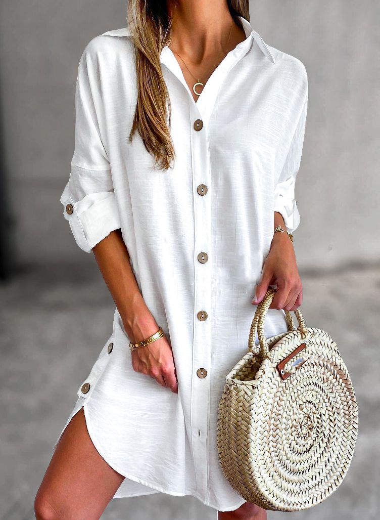 Cassy™ - Classic Button-Up Shirt Dress