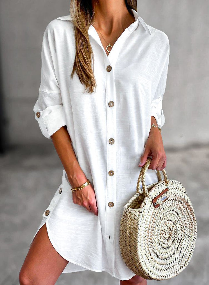Cassy™ - Classic Button-Up Shirt Dress