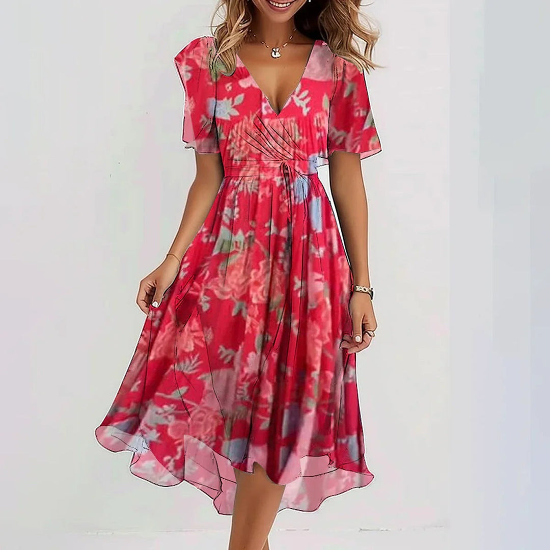 Arianna - Lightweight Short Sleeve Dress with Elegant Print