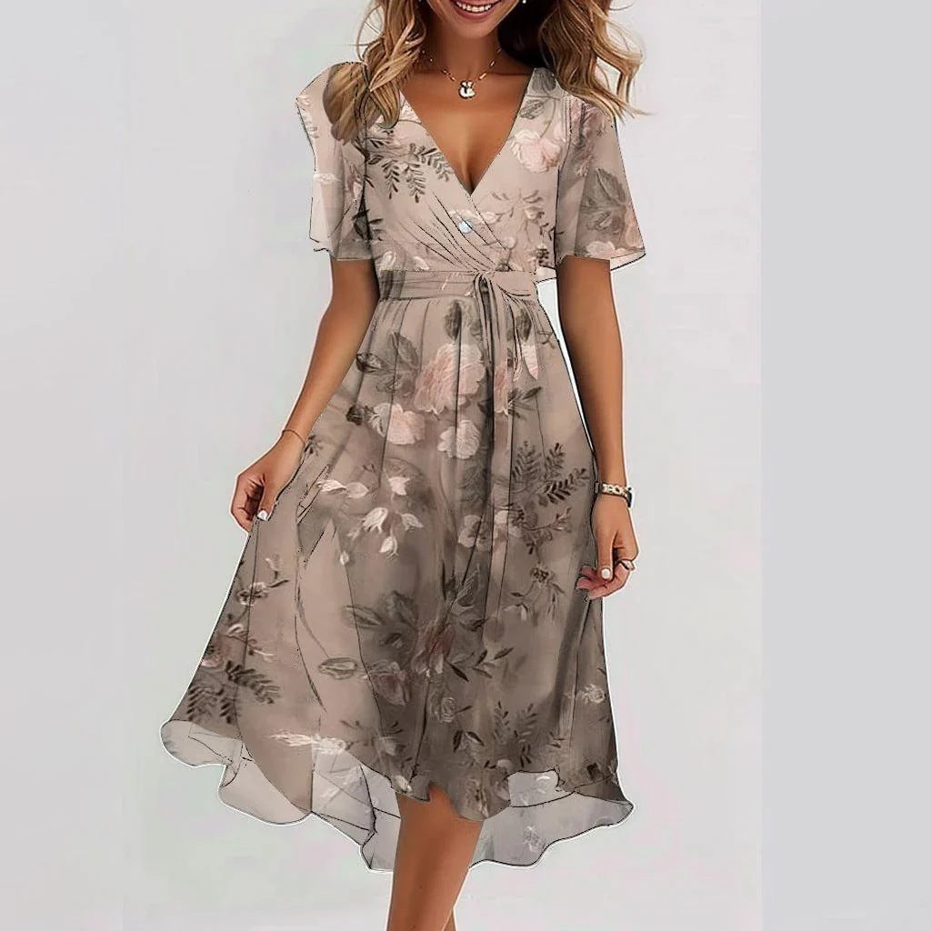 Arianna - Lightweight Short Sleeve Dress with Elegant Print