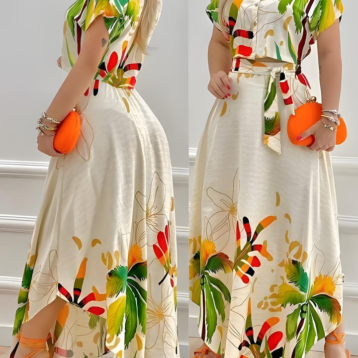 Aubrey™ - Stylish Tropical Print Dress Set
