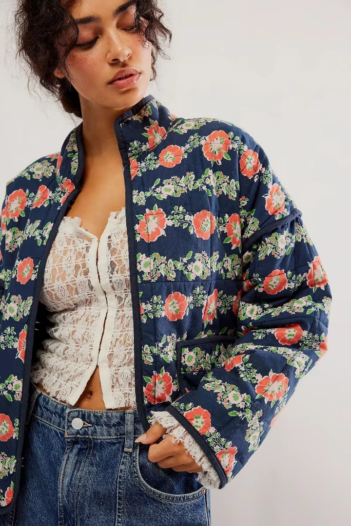 Layla™ - Modern Quilted Flower Print Jacket