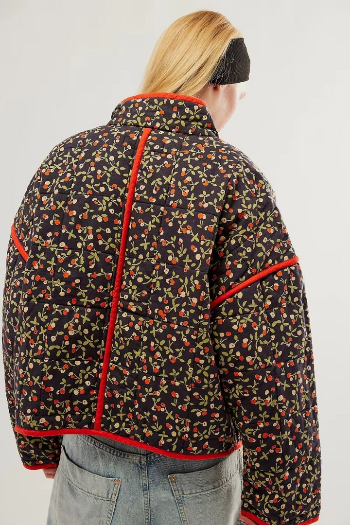 Layla™ - Modern Quilted Flower Print Jacket