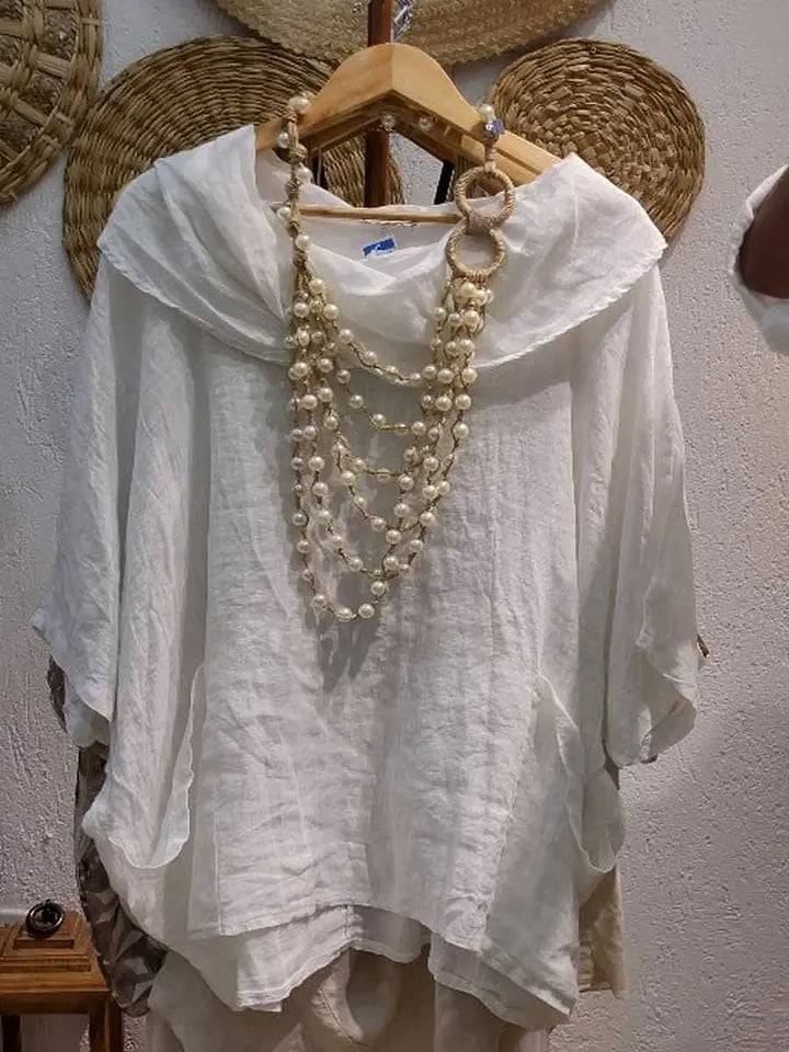 Tanith - Relaxed Fit 3/4 Sleeve Draped Neck Blouse