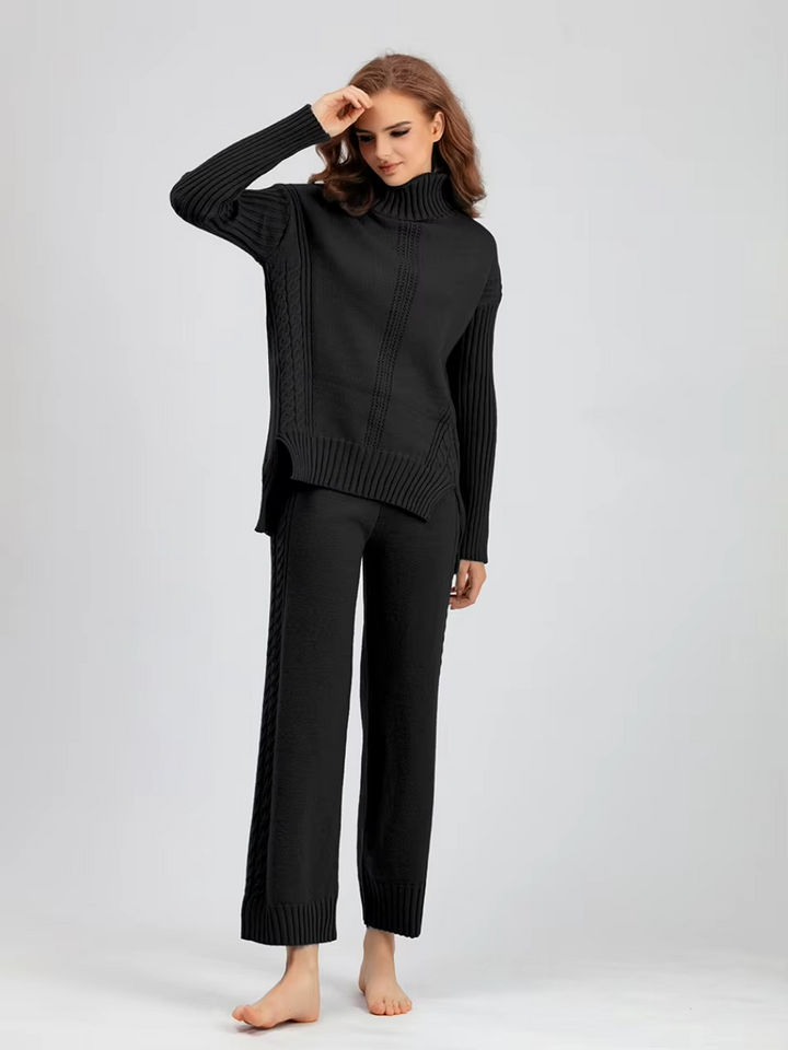 Scarlett™ - Stylish High-neck Pullover Sweater with Loose Pants Set