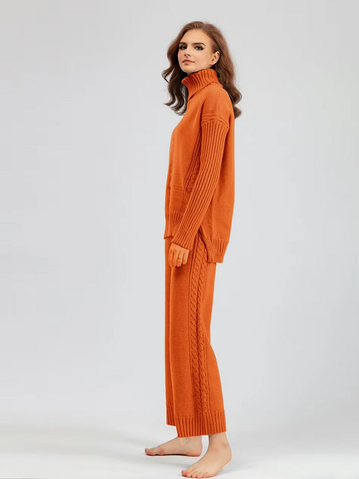Scarlett™ - Stylish High-neck Pullover Sweater with Loose Pants Set