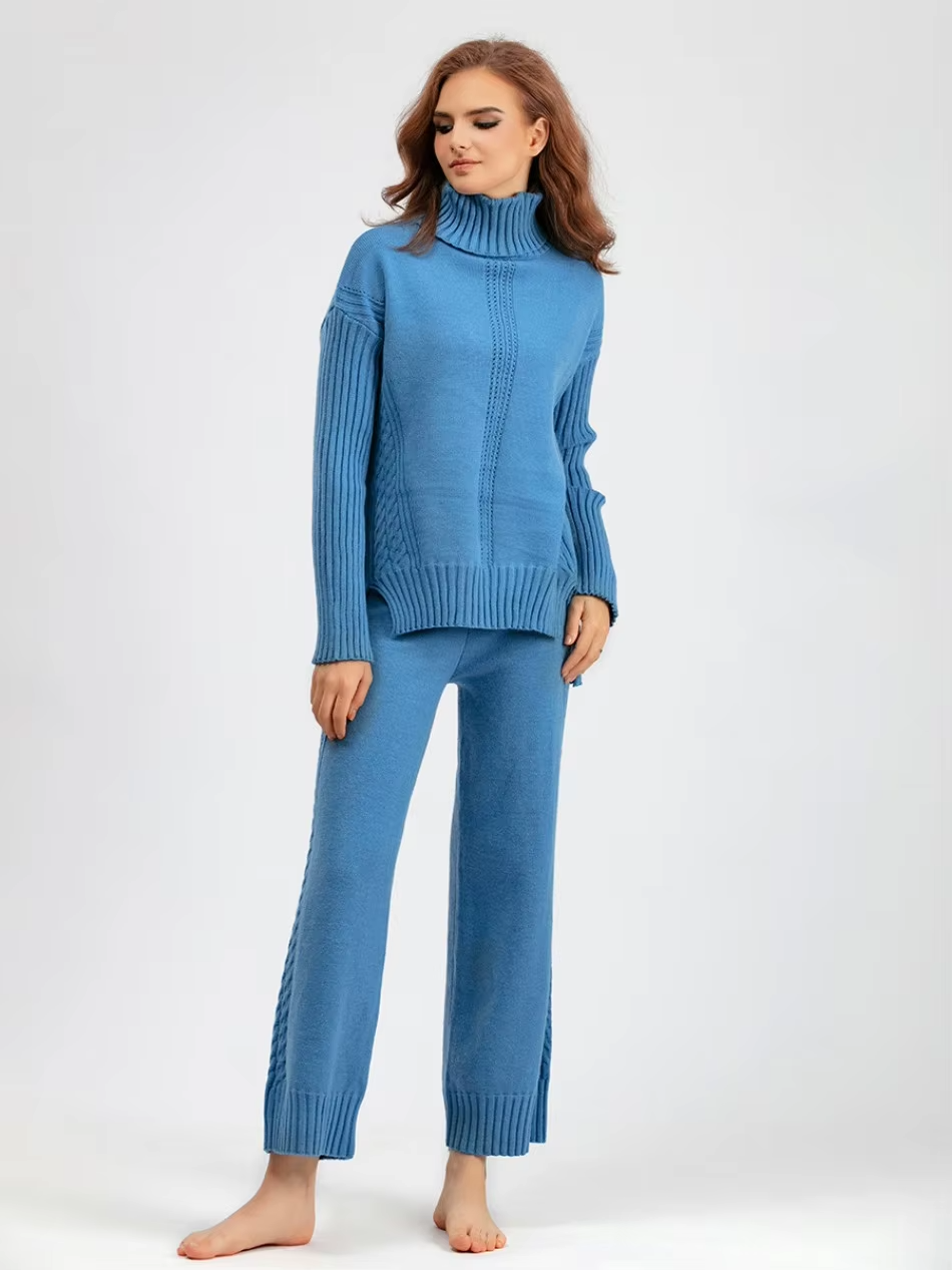 Scarlett™ - Stylish High-neck Pullover Sweater with Loose Pants Set
