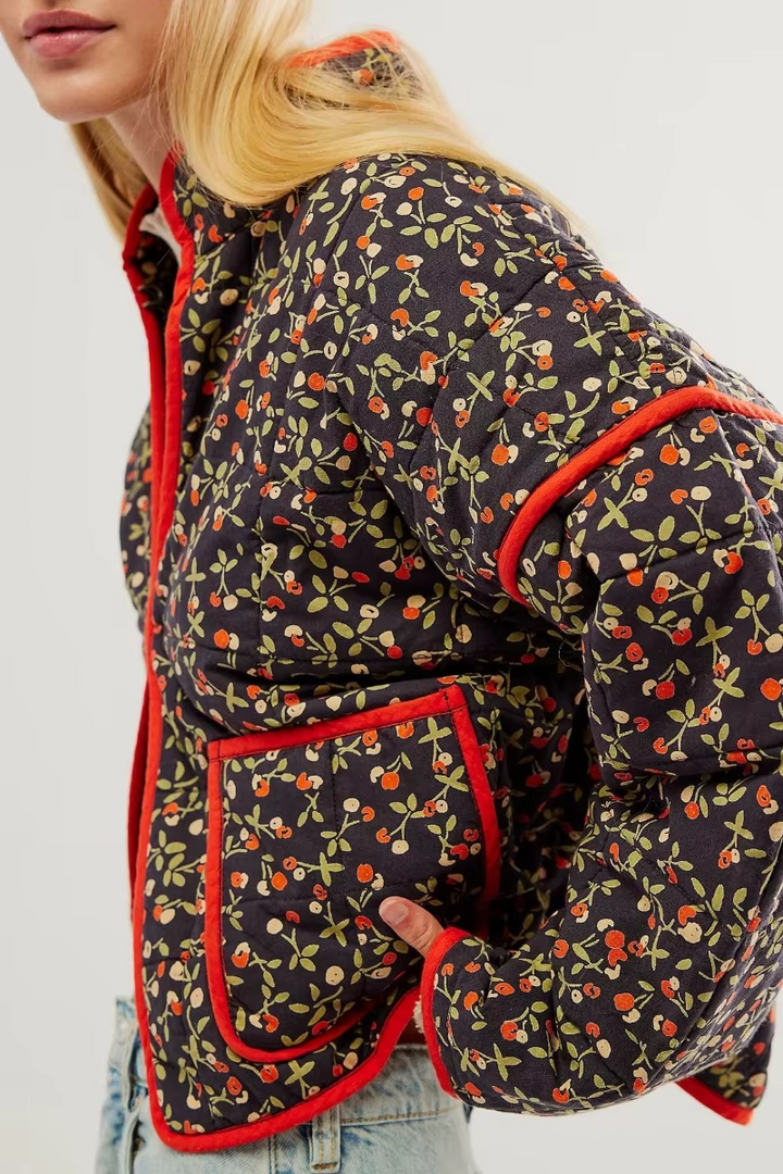Layla™ - Modern Quilted Flower Print Jacket