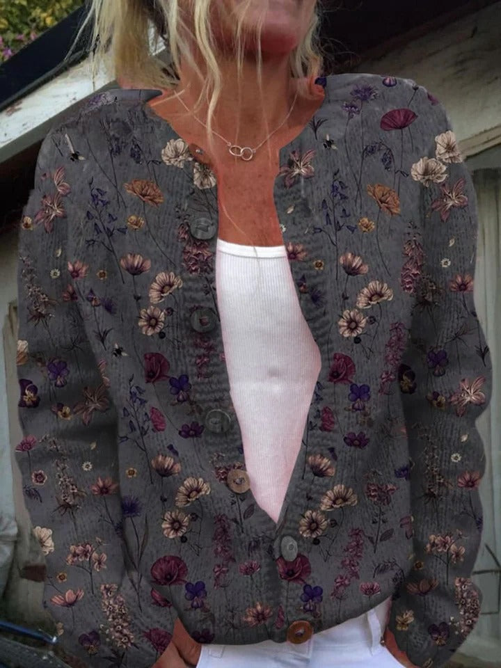 Nerys - Elegant Flower Print Pocket Skirt